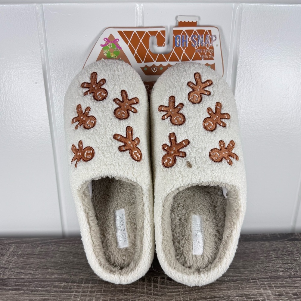 NEW Oh Snap Gingerbread Christmas Slippers Men's 9/10